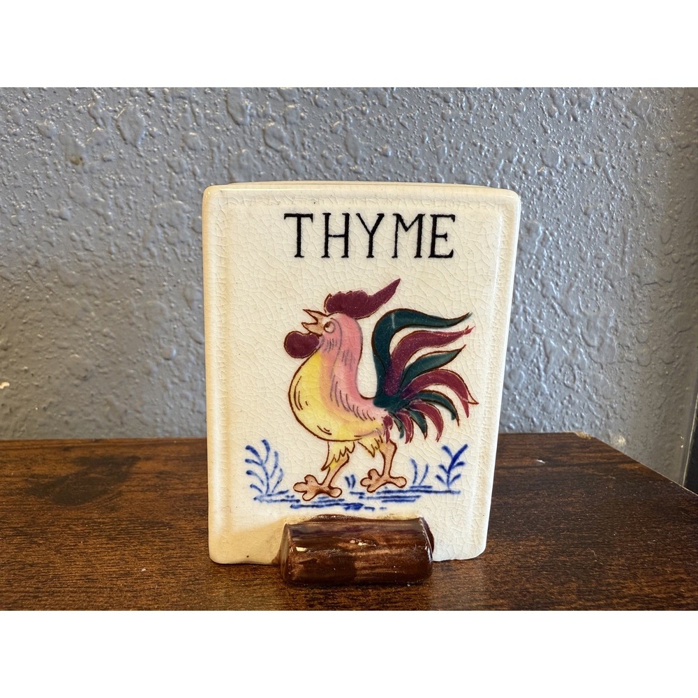 Vintage Fred Roberts Rooster Ceramic Thyme Apothecary‎ Replacement Jar Japan